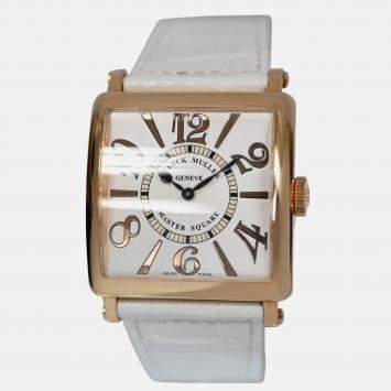 Pre Owned Franck Muller Master Square 6002 H QZ Quartz White 18k Rose Gold Women’s Wristwatch 36 mm