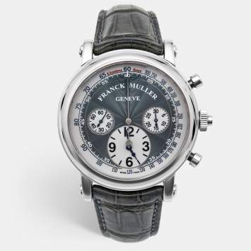 مملوكة مسبقًا ساعة يد رجالية فرانك مولر دابل سايدد رترابانت 7008 سي سي أر سي دي أف ميناء رمادي ستانلس ستيل جلد التمساح 44 مم