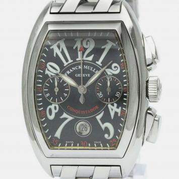 Pre Owned Franck Muller Black Stainless Steel Conquistador 8001CC Automatic Men's Wristwatch 35 mm