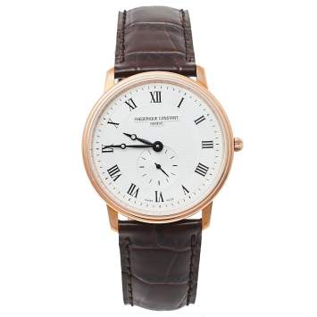 Pre Owned Frederique Constant Silver Rose Gold Plated Stainless Steel Slimline FC-235M4S4 Men's Wristwatch 37 mm