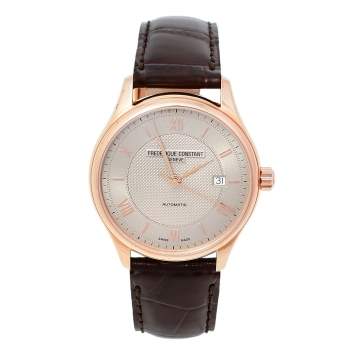 Pre Owned Frederique Constant Rose Gold Plated Stainless Steel Leather Classics FC-303MLG5B4 Automatic Men's Wristwatch 40 mm