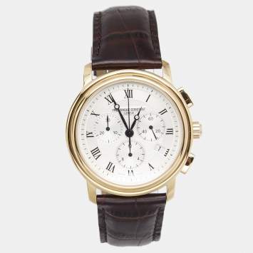 Pre Owned Frederique Constant Silver Gold Plated Stainless Steel Leather Persuasion FC-292X4P4/5/6 Men's Wristwatch 40MM