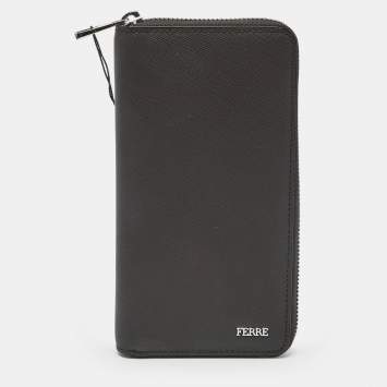 Gianfranco Ferre Brown Leather Zip Around Organizer