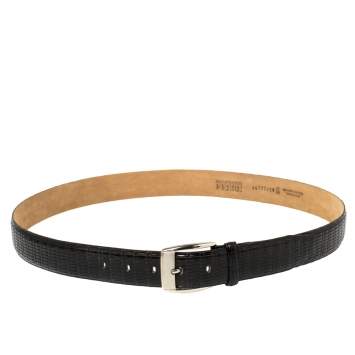 Pre Owned Gianfranco Ferre Black Woven Leather Belt 105 CM