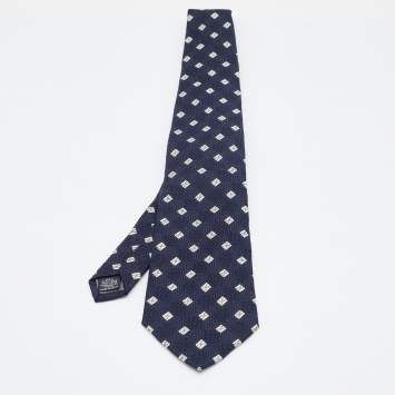 Pre Owned Gianfranco Ferre Navy Blue Silk Jacquard Tie