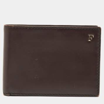 Pre Owned Gianfranco Ferre Brown Leather Bifold Wallet