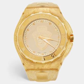 Pre Owned GF Ferre Champagne Gold Plated Stainless Steel Rubber 9024J Women's Wristwatch 39 mm