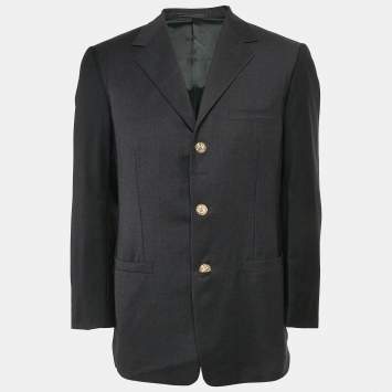 Pre Owned Gianni Versace Grey Wool Single Breasted Blazer S