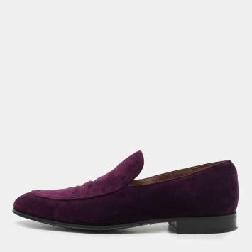 Pre Owned Gianvito Rossi Purple Suede  Slip On Loafers Size 42