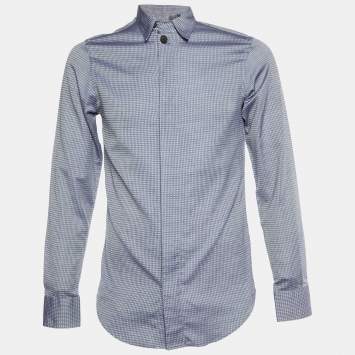 Giorgio Armani Grey Checkered Cotton Buttoned Up Shirt S