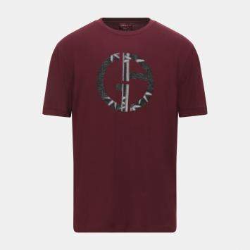 Pre Owned Giorgio Armani Maroon Logo Print Jersey T-Shirt XXL (IT 54)