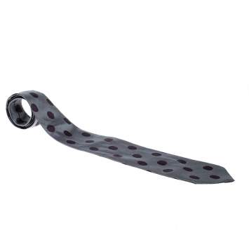 Pre Owned Giorgio Armani Grey and Burgundy Polka Dotted Silk Traditional Tie