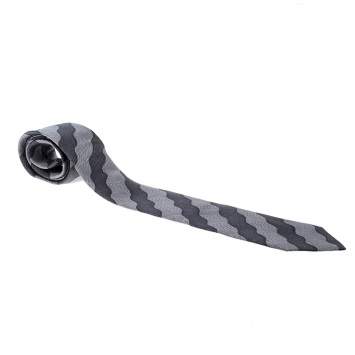 Pre Owned Giorgio Armani Grey Wave Pattern Silk Jacquard Traditional Tie