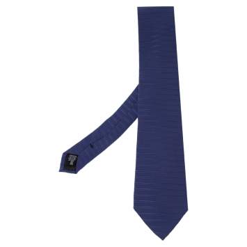 Pre Owned Giorgio Armani Blue Horizontal Striped Silk Tie