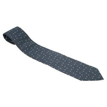 Pre Owned Giorgio Armani Dark Grey Printed Silk Tie