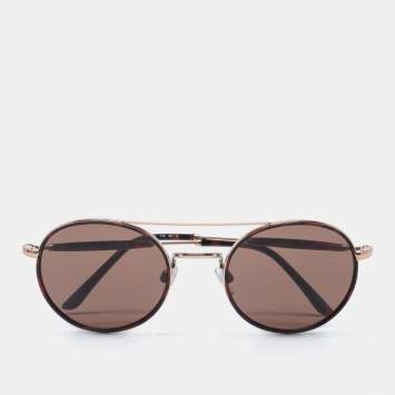 Pre Owned Giorgio Armani Gold/Brown Havana 49021 Sunglasses