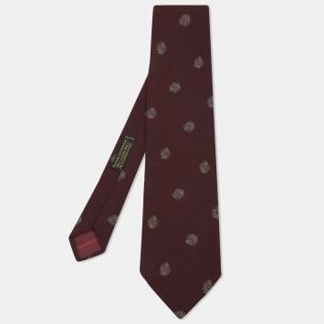 Pre Owned Giorgio Armani Burgundy Silk Jacquard Tie