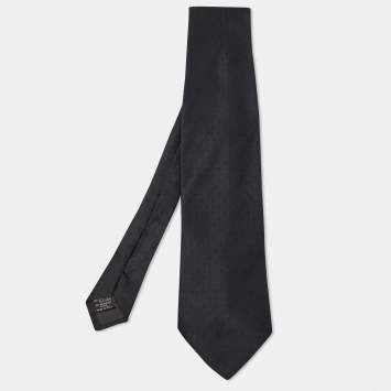 Pre Owned Giorgio Armani Black Dot Jacquard Pattern Silk Tie