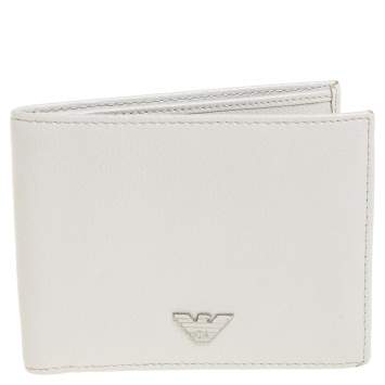 Pre Owned Giorgio Armani Grey Leather Bifold Wallet