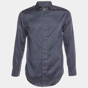 Giorgio Armani Grey Patterned Cotton Buttoned Up Shirt M