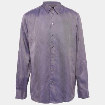 Giorgio Armani Purple Pattern Cotton Button Up Shirt XXXL