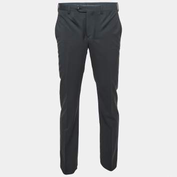 Pre Owned Giorgio Armani Black Wool Tailored Pants S