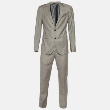 Pre Owned Giorgio Armani Grey Wool Soho Tailored Suit M