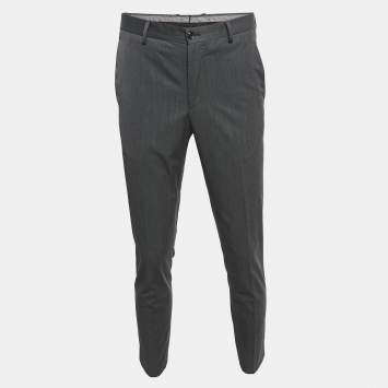 Pre Owned Giorgio Armani Dark Grey Wool Trousers M