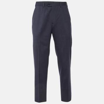 Pre Owned Giorgio Armani Dark Blue Wool Tailored Trousers M