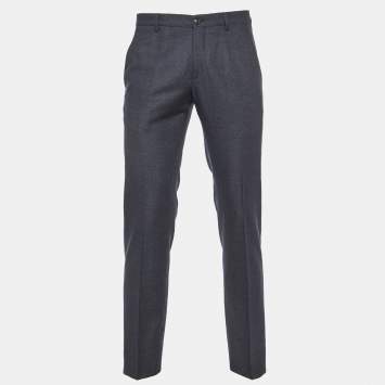 Pre Owned Giorgio Armani Black Virgin Wool Trousers M