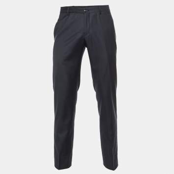 Pre Owned Giorgio Armani Black Wool Tailored Trousers M