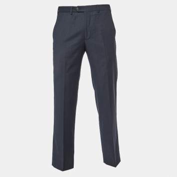Pre Owned Giorgio Armani Black Wool Tailored Trousers M
