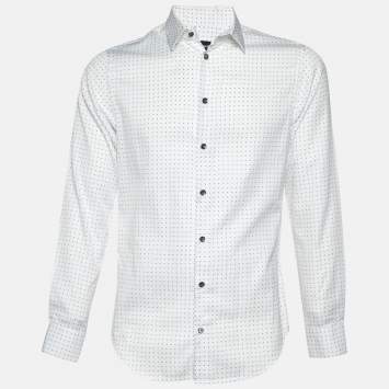 Giorgio Armani White Patterned Cotton Shirt M