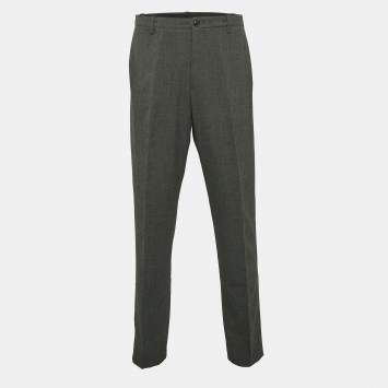 Pre Owned Giorgio Armani Grey Crepe Formal Trousers XXL