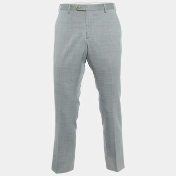 Pre Owned Giorgio Armani Grey Virgin Wool Pants L