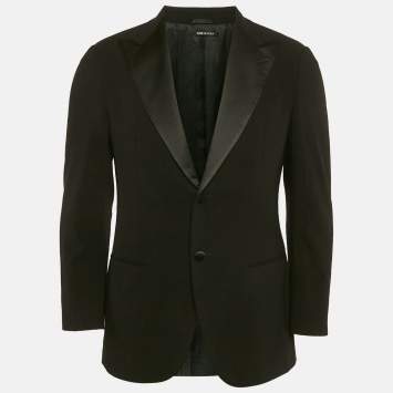 Pre Owned Giorgio Armani Black Wool Single Breasted Blazer S