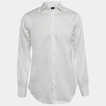 Pre Owned Giorgio Armani White Cotton Long Sleeve Shirt M