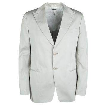 Pre Owned Giorgio Armani Grey Cotton Tailored Blazer XL