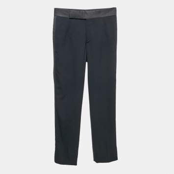 Giorgio Armani Navy Blue Wool Regular Fit Formal Pants M