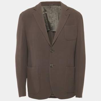 Giorgio Armani Black Textured Wool Knit Upton Blazer XL