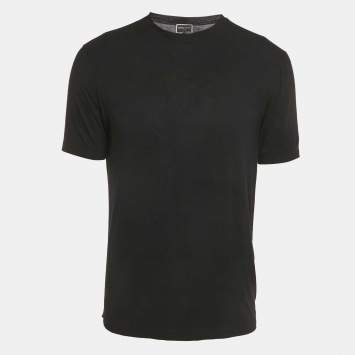 Giorgio Armani Navy Blue Logo Embroidered Jersey T-Shirt