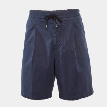 Pre Owned Giorgio Armani Navy Blue Cotton Gabardine Shorts XXL