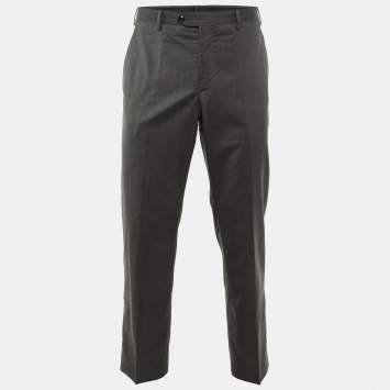 مملوكة مسبقًا Giorgio Armani Grey Wool Tailored Pants L