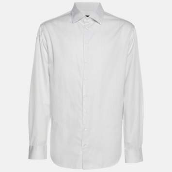 Pre Owned Giorgio Armani Grey Cotton Long Sleeve Shirt XL