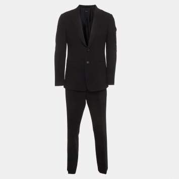 Pre Owned Giorgio Armani Black Wool Single Breasted Suit M