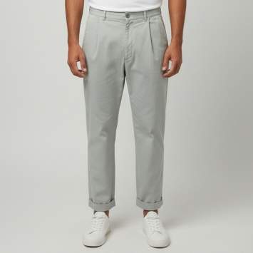 Pre Owned Giorgio Armani Sage Green Gabardine Pleated Cropped Trouser L