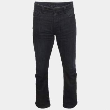 Pre Owned Giorgio Armani Blue Denim Straight Fit Jeans L/Waist 36"