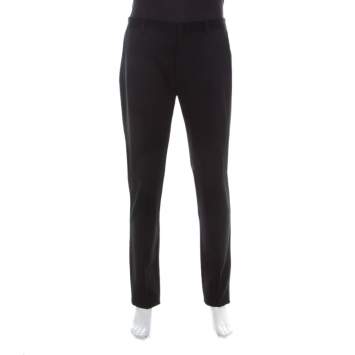 Pre Owned Giorgio Armani Black Stretch Jersey Trousers XL 