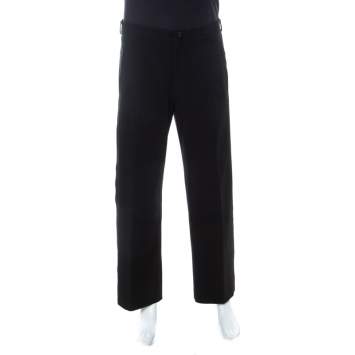 Pre Owned Giorgio Armani Black Straight Fit Formal Trousers M