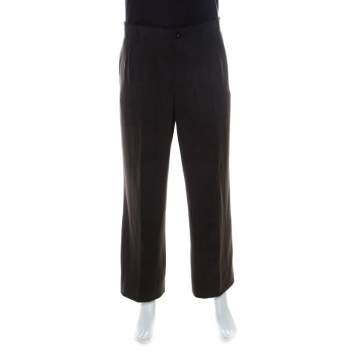 Pre Owned Giorgio Armani Brown Pleat Front Trousers L